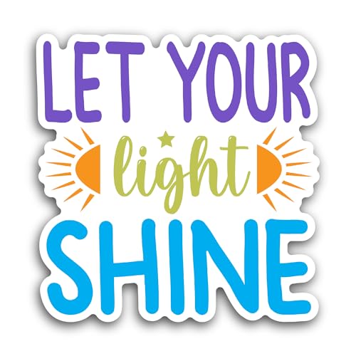 2 (Pieces) 3" and 5" Let Your Light Shine Colorful Text Sticker, Waterproof Vinyl Decals for Many Pu