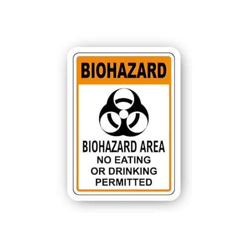 2 (Pieces) 3" and 5" No Eating Or Drinking Biohazard Sign Sticker, Waterproof Vinyl Decals for Many 