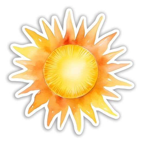 2 (Pieces) 3" and 5" Full Sun Sticker, Waterproof Vinyl Decals for Many Purpose Like Cars, Trucks, L