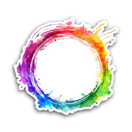 2 (Pieces) 3" and 5" Colorful Circle Sticker, Waterproof Vinyl Decals for Many Purpose Like Cars, Tr