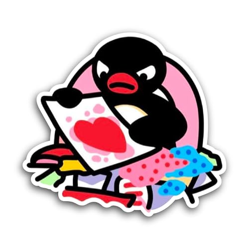 2 (Pieces) 3" and 5" Penguin with Heart Sticker, Waterproof Vinyl Decals for Many Purpose Like Cars,