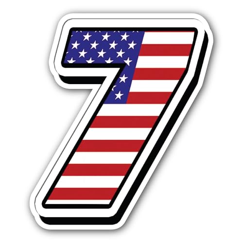 2 (Pieces) 3" and 5" American Flag in Number 7 Sticker, Waterproof Vinyl Decals for Many Purpose Lik