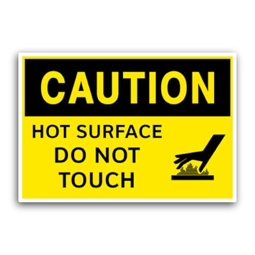 2 (Pieces) 3" and 5" Caution Hot Surface Sticker, Waterproof Vinyl Decals for Many Purpose Like Cars