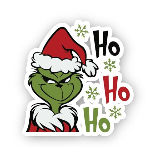 2 (Pieces) 3" and 5" Cartoon Character Wearing A Santa Hat Sticker, Waterproof Vinyl Decals for Many
