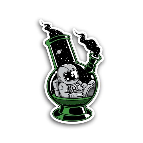 2 (Pieces) 3" and 5" Astronaut Sitting On A Space Ship Sticker, Waterproof Vinyl Decals for Many Pur
