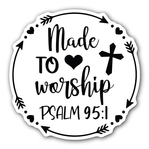 2 (Pieces) 3" and 5" Made to Worship Text Sticker, Waterproof Vinyl Decals for Many Purpose Like Car