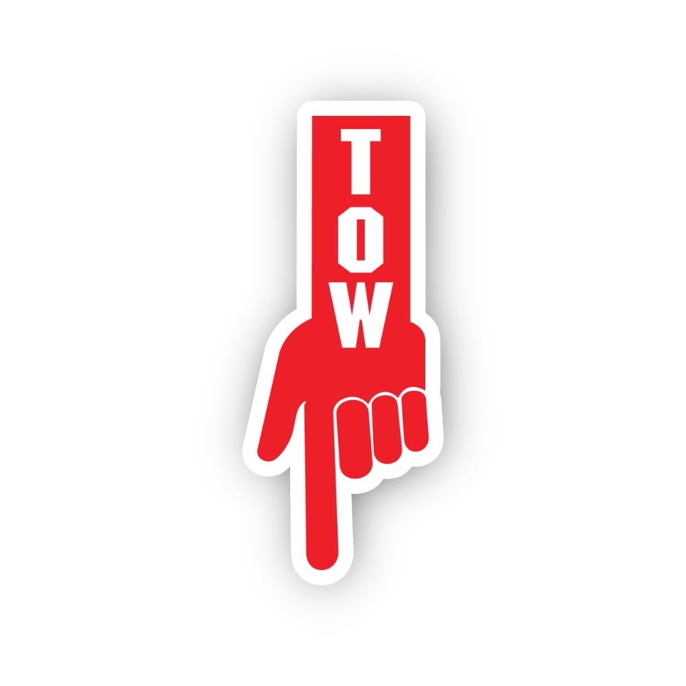 2 (Pieces) 3" and 5" Tow Warning Hand Sticker, Waterproof Vinyl Decals for Many Purpose Like Cars, T