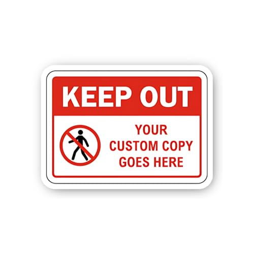 2 (Pieces) 3" and 5" Keep Out Custom Area with No Pedestrian Symbol Sticker, Waterproof Vinyl Decals
