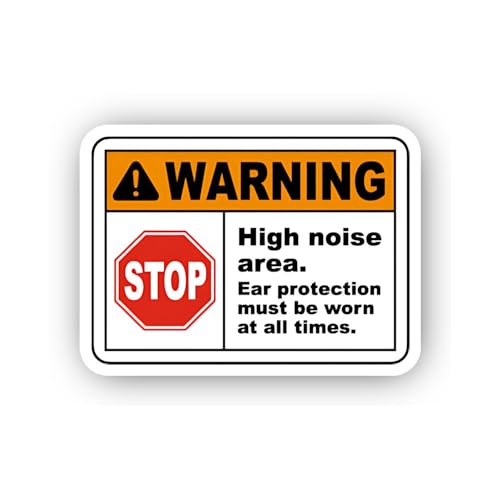 2 (Pieces) 3" and 5" High Noise Area Warning Sticker, Waterproof Vinyl Decals for Many Purpose Like 