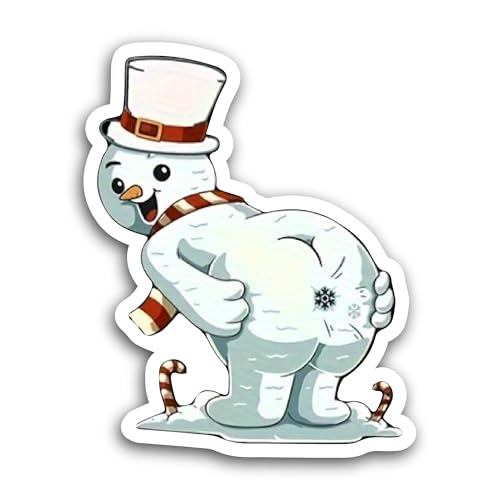 2 (Pieces) 3" and 5" Cartoon Snowman Sticker, Waterproof Vinyl Decals for Many Purpose Like Cars, Tr