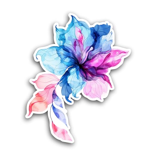 2 (Pieces) 3" and 5" Colorful Flowers Sticker, Waterproof Vinyl Decals for Many Purpose Like Cars, T