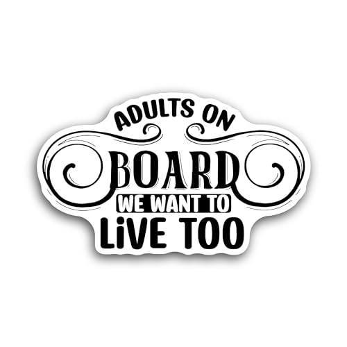 2 (Pieces) 3" and 5" Adults On Board Text Sticker, Waterproof Vinyl Decals for Many Purpose Like Car