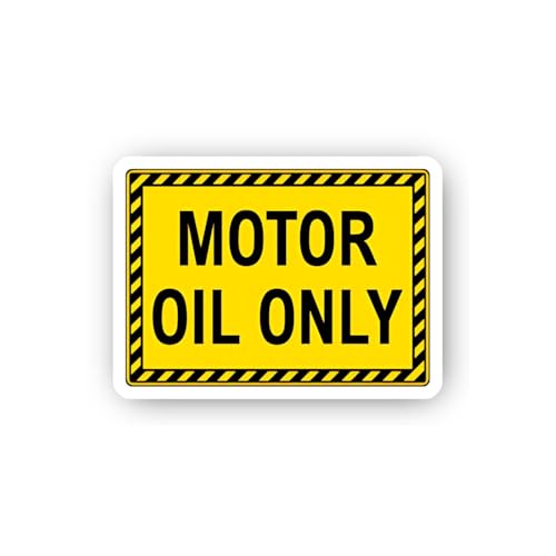 2 (Pieces) 3" and 5" Yellow Motor Oil Only Caution Sticker, Waterproof Vinyl Decals for Many Purpose