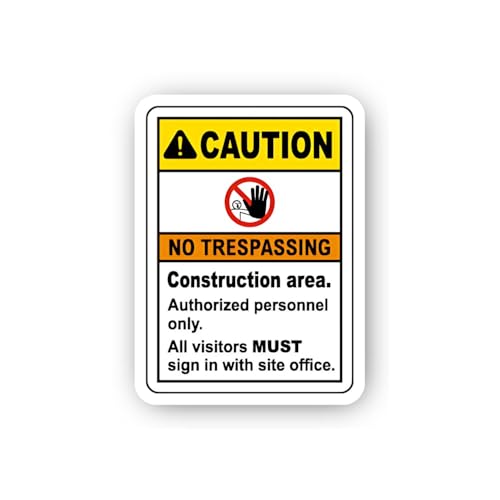 2 (Pieces) 3" and 5" Caution Authorized Personnel Site Office Notice Sticker, Waterproof Vinyl Decal
