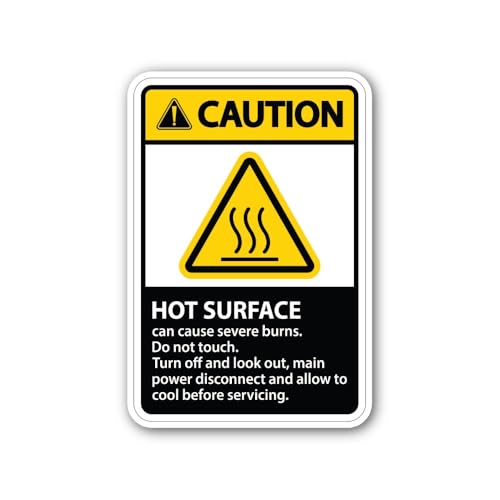 2 (Pieces) 3" and 5" Caution SSS HOT Surface Sticker, Waterproof Vinyl Decals for Many Purpose Like 