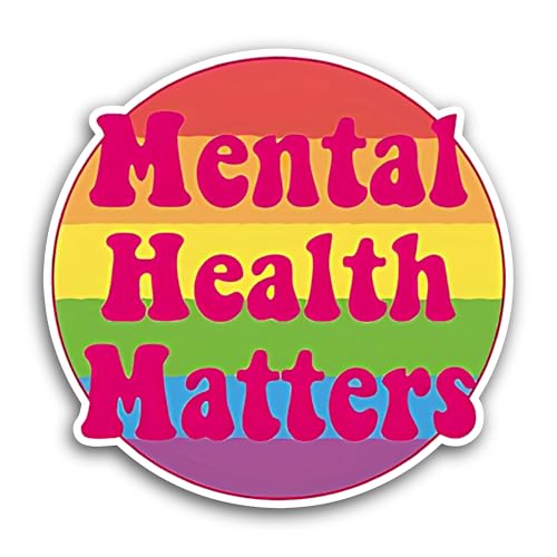 2 (Pieces) 3" and 5" Mental Health Matters Colorful Background Sticker, Waterproof Vinyl Decals for 