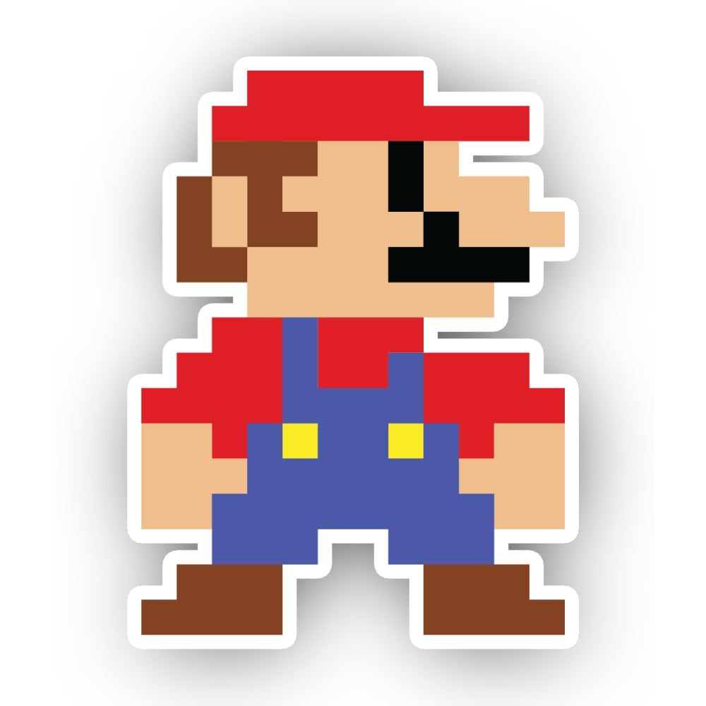 2 (Pieces) 3" and 5" Pixel Art Cartoon Character Sticker, Waterproof Vinyl Decals for Many Purpose L