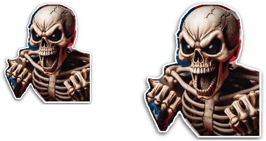 2 (Pieces) 3" and 5" Screaming Skeleton Decal Sticker,Waterproof Vinyl Decals for Many Purpose Like Cars, Trucks, Laptops, Phones, Windows and More