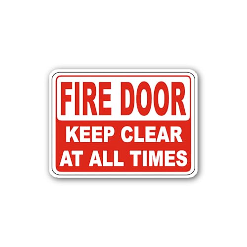 2 (Pieces) 3" and 5" FIRE Door Keep Clear at All Times Sticker, Waterproof Vinyl Decals for Many Pur