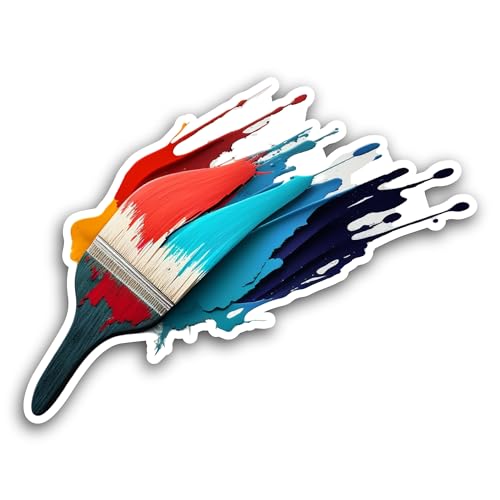 2 (Pieces) 3" and 5" Colorful Paintbrush Sticker, Waterproof Vinyl Decals for Many Purpose Like Cars