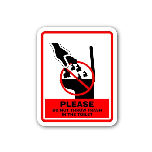 2 (Pieces) 3" and 5" Sanitary Product Disposal Notice Sticker, Waterproof Vinyl Decals for Many Purp