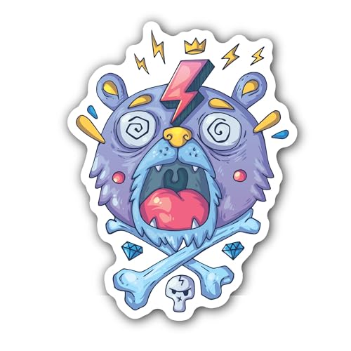 2 (Pieces) 3" and 5" Lion in a Hoodie on a Train Sticker, Waterproof Vinyl Decals for Many Purpose L