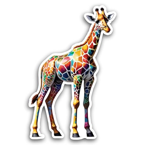 2 (Pieces) 3" and 5" Colorful Giraffe Sticker, Waterproof Vinyl Decals for Many Purpose Like Cars, T