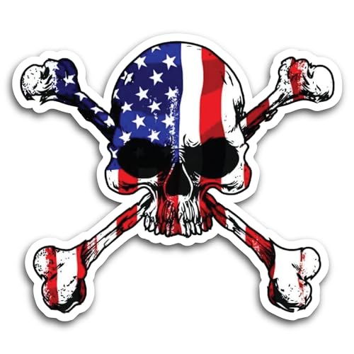 2 (Pieces) 3" and 5" Smiley Face with Skull Danger Sign Waterproof Vinyl Decals for Many Purpose Lik