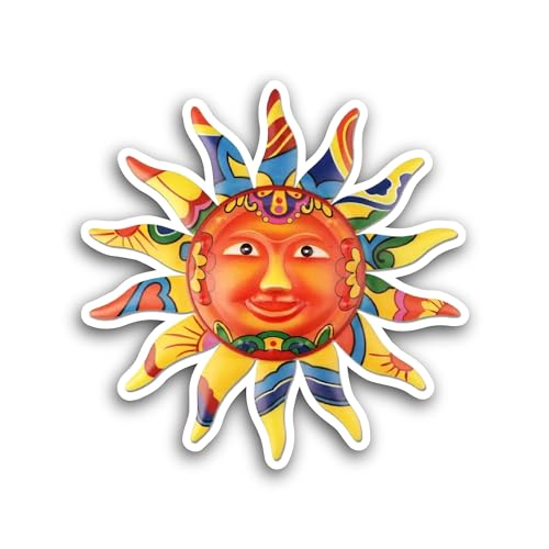 2 (Pieces) 3" and 5" Sun Face Art Sticker, Waterproof Vinyl Decals for Many Purpose Like Cars, Truck