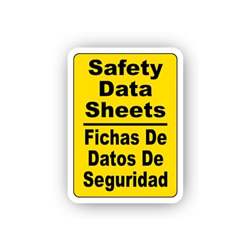 2 (Pieces) 3" and 5" Bilingual Yellow Safety Data Sheets Sticker, Waterproof Vinyl Decals for Many P