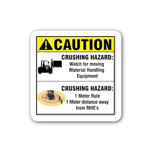 2 (Pieces) 3" and 5" Crushing Hazard Watch for Moving Sticker, Waterproof Vinyl Decals for Many Purp