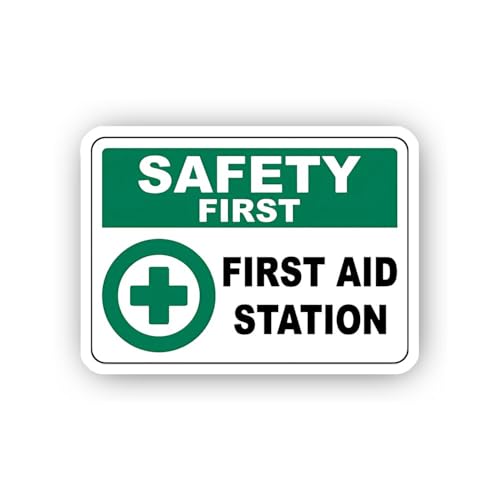 2 (Pieces) 3" and 5" First Aid Station Location Sign Sticker, Waterproof Vinyl Decals for Many Purpo