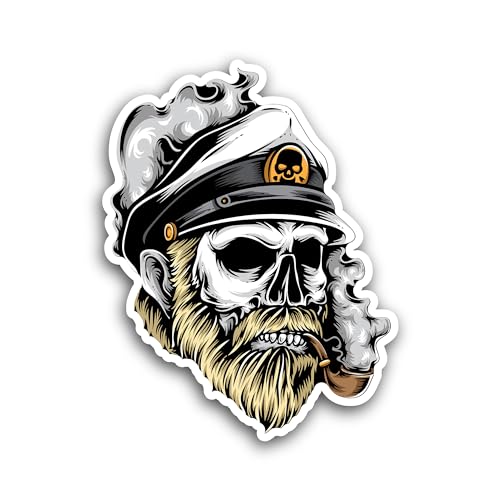 2 (Pieces) 3" and 5" Sailor Skull Sticker, Waterproof Vinyl Decals for Many Purpose Like Cars, Truck