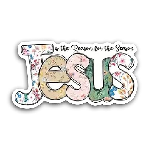2 (Pieces) 3" and 5" Jesus is The Reason for The Season Decal Sticker, Waterproof Vinyl Decals for M