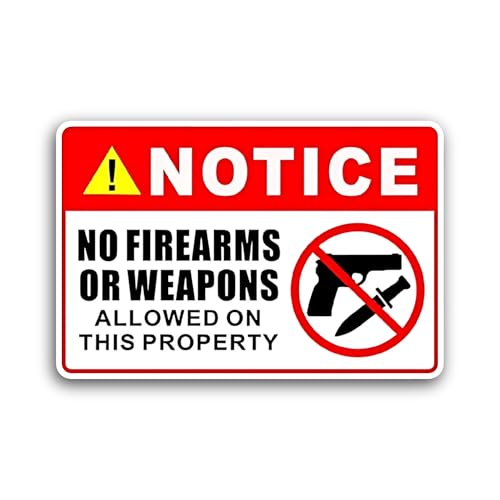 2 (Pieces) 3" and 5" Notice No Firearms Or Weapons Sticker, Waterproof Vinyl Decals for Many Purpose