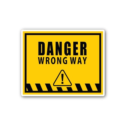 2 (Pieces) 3" and 5" Danger Wrong Way Sign Sticker, Waterproof Vinyl Decals for Many Purpose Like Ca