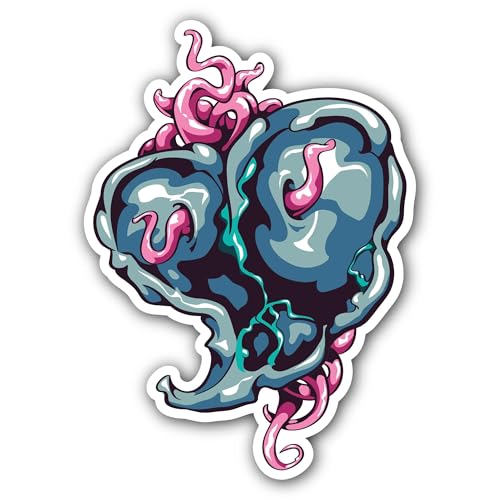 2 (Pieces) 3" and 5" Green Sugar Skull Sticker, Waterproof Vinyl Decals for Many Purpose Like Cars, 