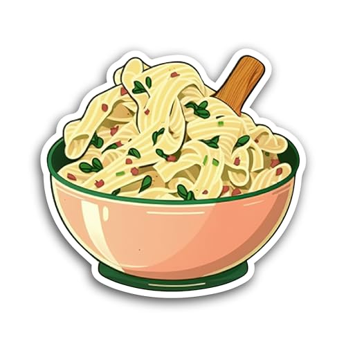 2 (Pieces) 3" and 5" Noodles in A Bowl Sticker, Waterproof Vinyl Decals for Many Purpose Like Cars, 
