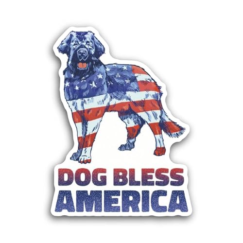 2 (Pieces) 3" and 5" Dog Bless America Sticker, Waterproof Vinyl Decals for Many Purpose Like Cars, 