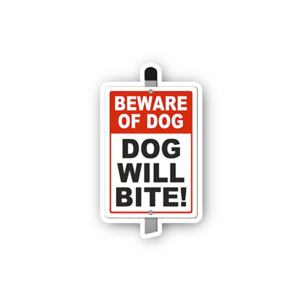 2 (Pieces) 3" and 5" Beware of Dog, Dog Will Bite Sticker, Waterproof Vinyl Decals for Many Purpose 