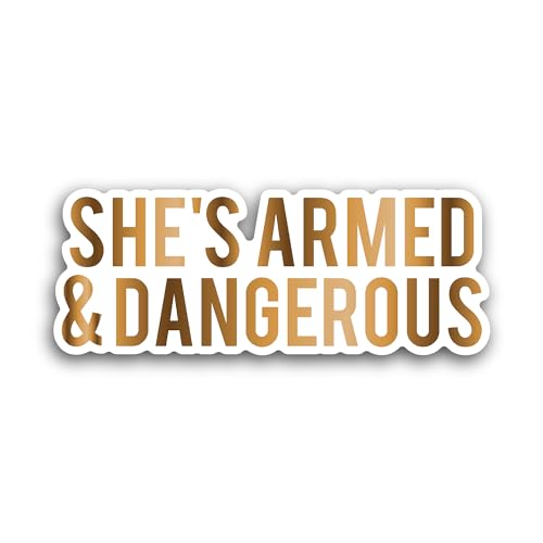 2 (Pieces) 3" and 5" She's Armed Sticker, Waterproof Vinyl Decals for Many Purpose Like Cars, Trucks