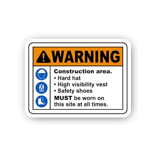 2 (Pieces) 3" and 5" Construction Area Safety Apparel List Sticker, Waterproof Vinyl Decals for Many