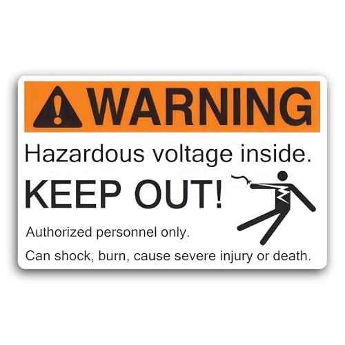 2 (Pieces) 3" and 5" Warning Hazardous Voltage Inside Keep Out Sticker, Waterproof Vinyl Decals for 