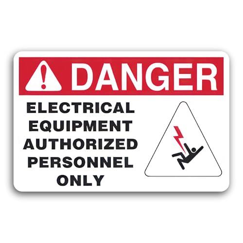 2 (Pieces) 3" and 5" Electrical Equipment Authorized Personnel Only Decal Sticker, Waterproof Vinyl 