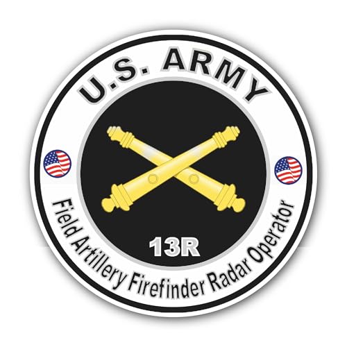 2 (Pieces) 3" and 5" U.S. Army MOS 13R Field Artillery Firefinder Radar Operator Sticker, Waterproof