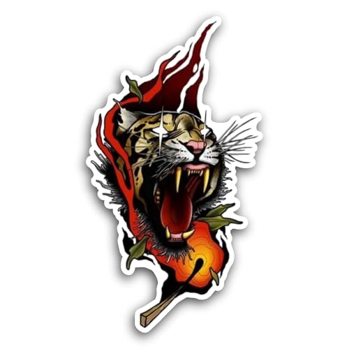 2 (Pieces) 3" and 5" Angry Tiger Sticker, Waterproof Vinyl Decals for Many Purpose Like Cars, Trucks