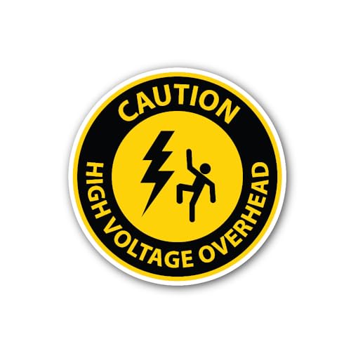 2 (Pieces) 3" and 5" Caution HIGH Voltage Overhead Sticker, Waterproof Vinyl Decals for Many Purpose