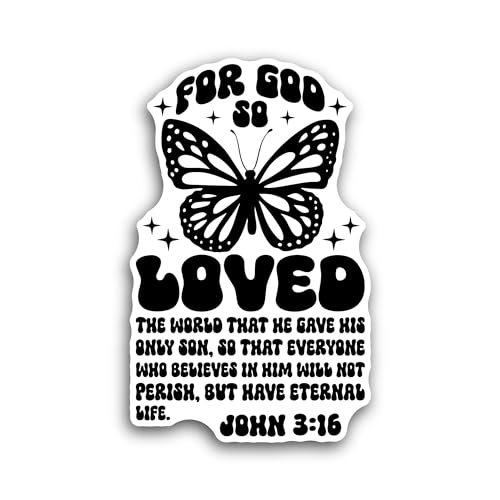 2 (Pieces) 3" and 5" for God So Loved Text Sticker, Waterproof Vinyl Decals for Many Purpose Like Ca