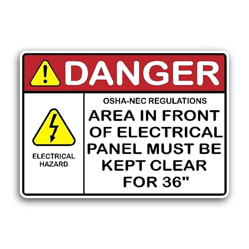 2 (Pieces) 3" and 5" Danger Area in Front of Electrical Panel Sticker, Waterproof Vinyl Decals for M