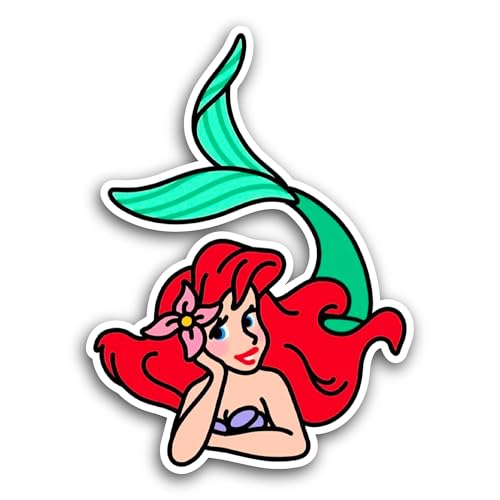 2 (Pieces) 3" and 5" The Little Mermaid Sticker, Waterproof Vinyl Decals for Many Purpose Like Cars,